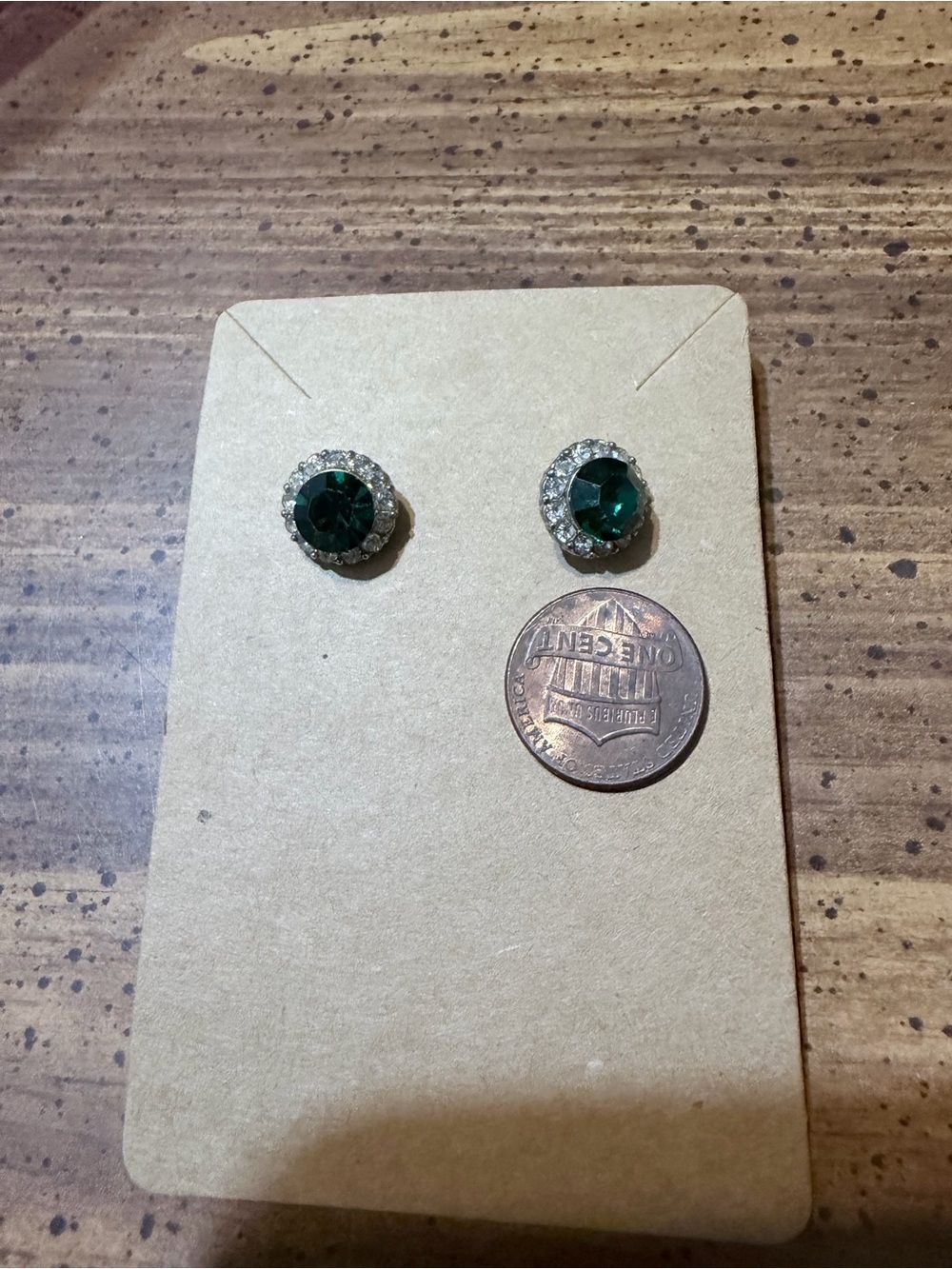 Emerald Green Crystal Halo Stud Earrings - Women Jewelry - Picture 3 of 5